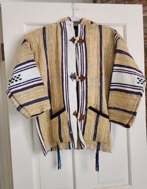 Toggle Baja Jacket Hoodie 3/4 Sleeve L Surfer Drug Rug Wooden Beachwear Coastal